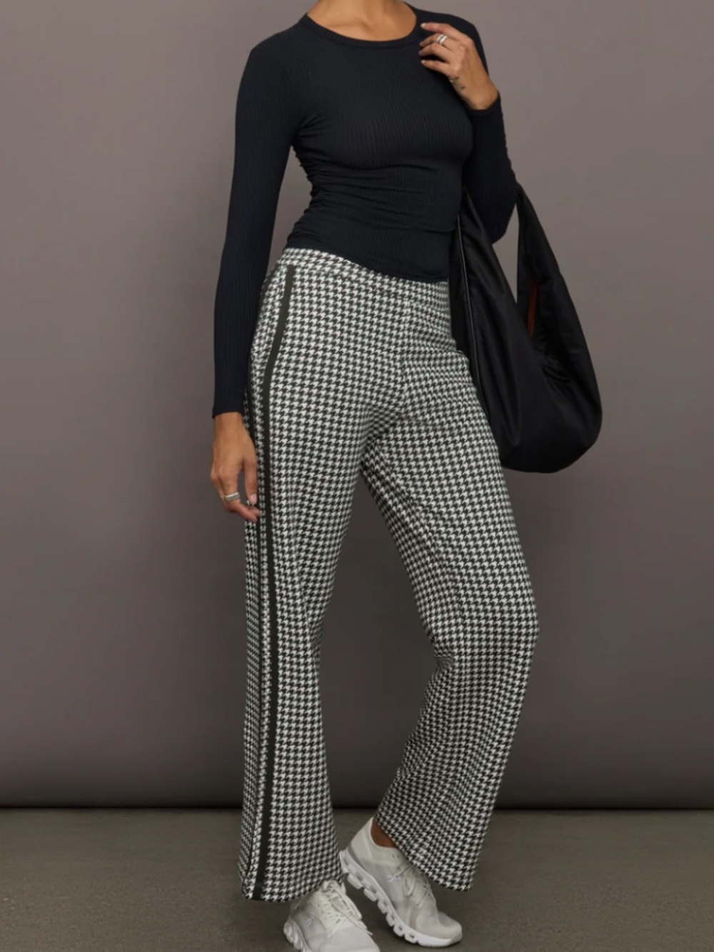 CARBON38 Houndstooth Track Pant, Ivory/Faded Black, Size Small, New